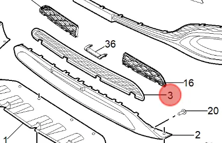REJILLA INFERIOR PARACHOQUE DELANTERO MG HS